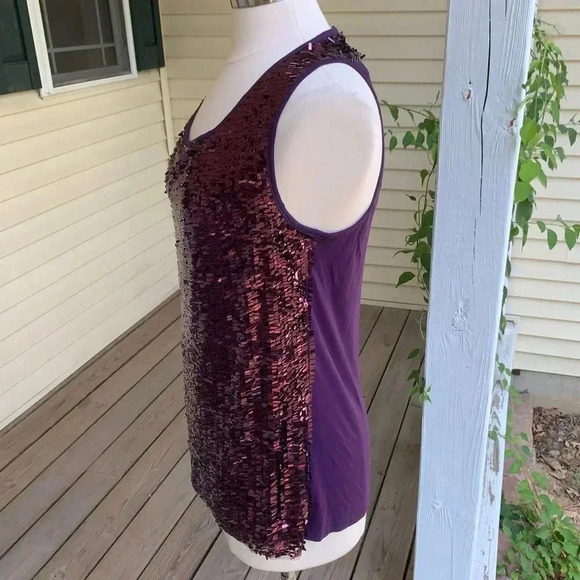 DS By Debbie Shuchat Tank Sleeveless Sequin High Neck Blouse M Purple Swiftie - Picture 3 of 10